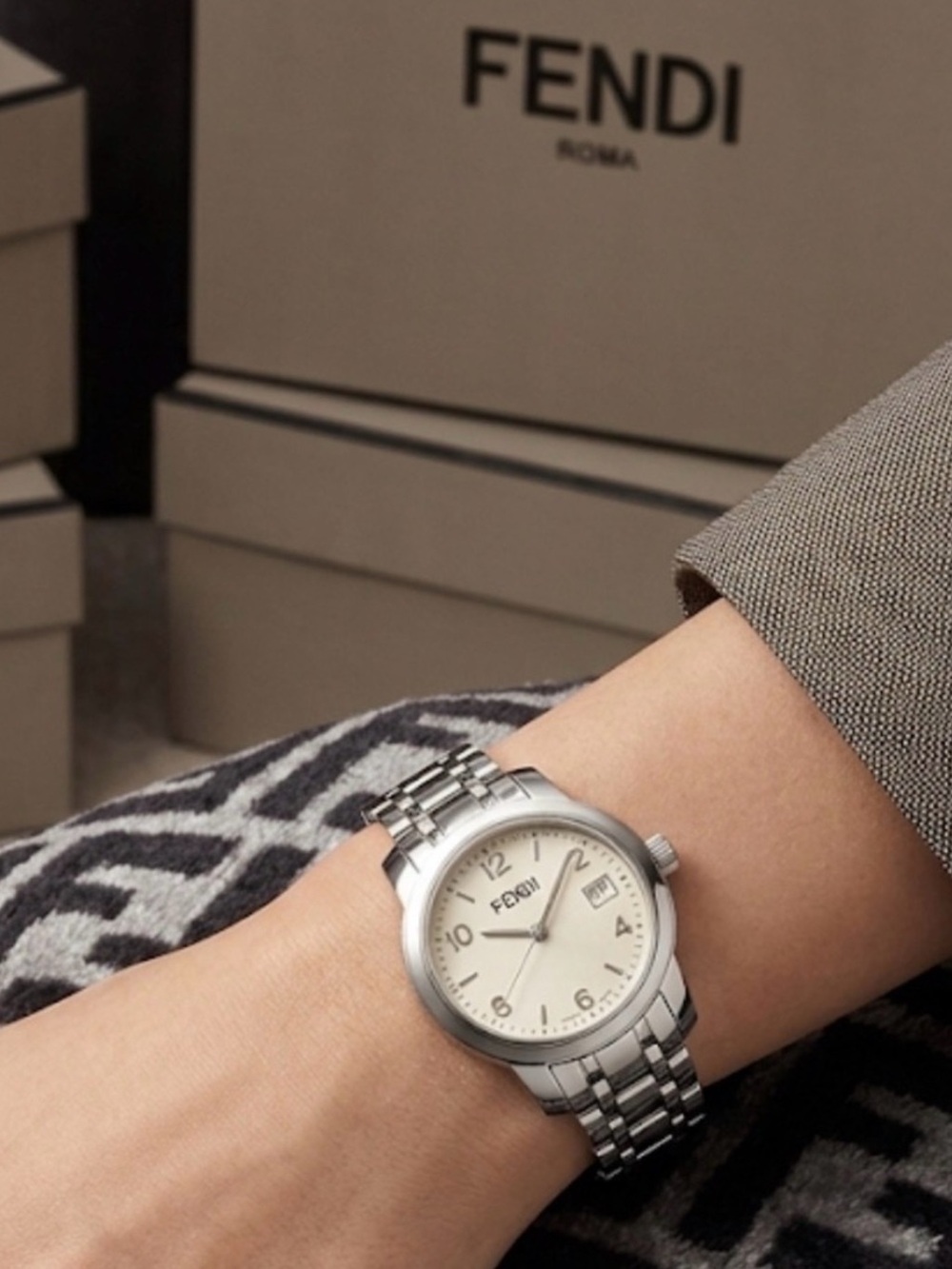 Authentic Fendi luxury designer stainless steel watch